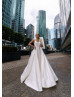 Wide Straps Beaded Ivory Satin Open Back Wedding Dress